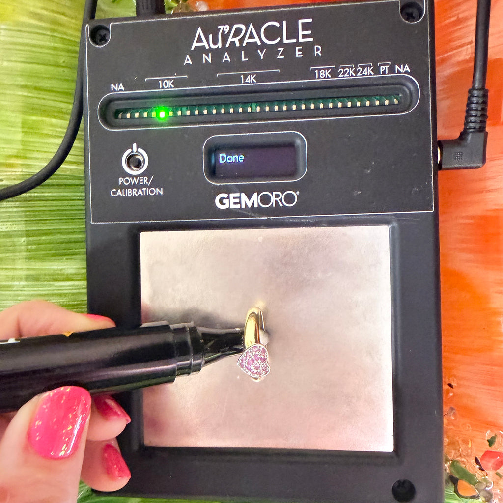 Solid 10K Yellow Gold Ring with Pink Sapphire Heart – Size 6.75