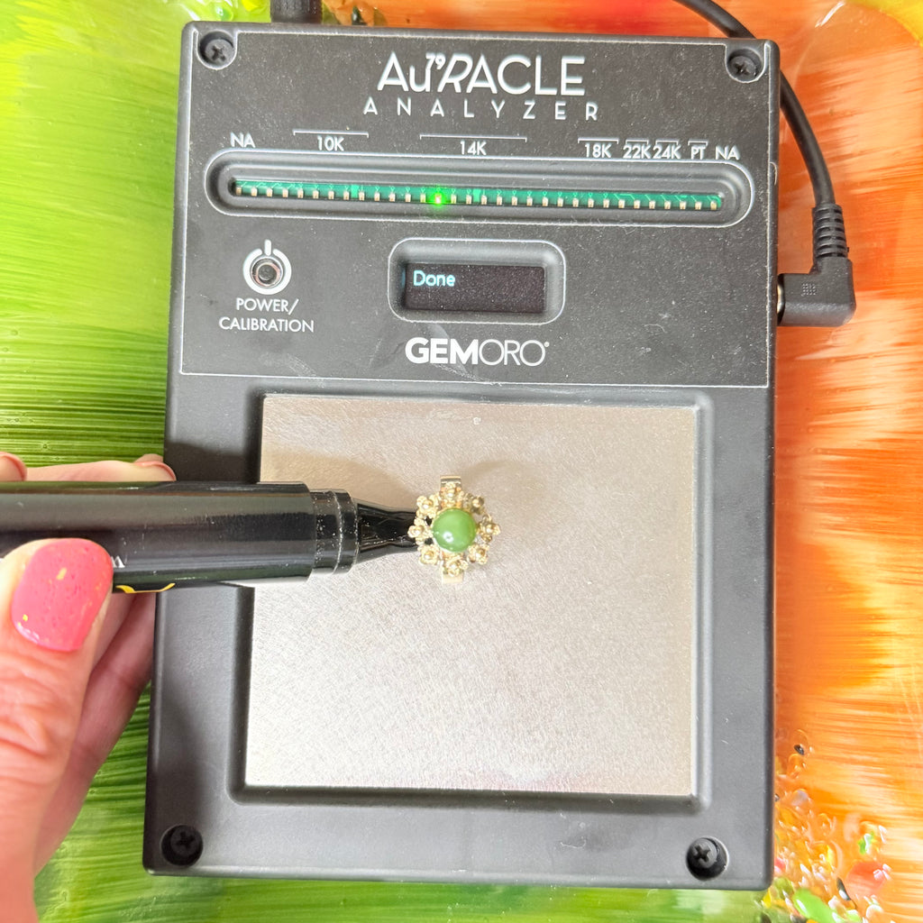 14K Solid Gold Jade Ring Size 5.75 Vintage Antique Heirloom Style