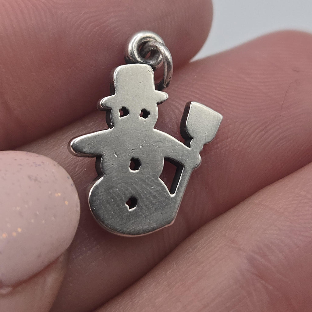 Retired James Avery 925 Sterling Silver Snowman Charm Pendant with Uncut Loop