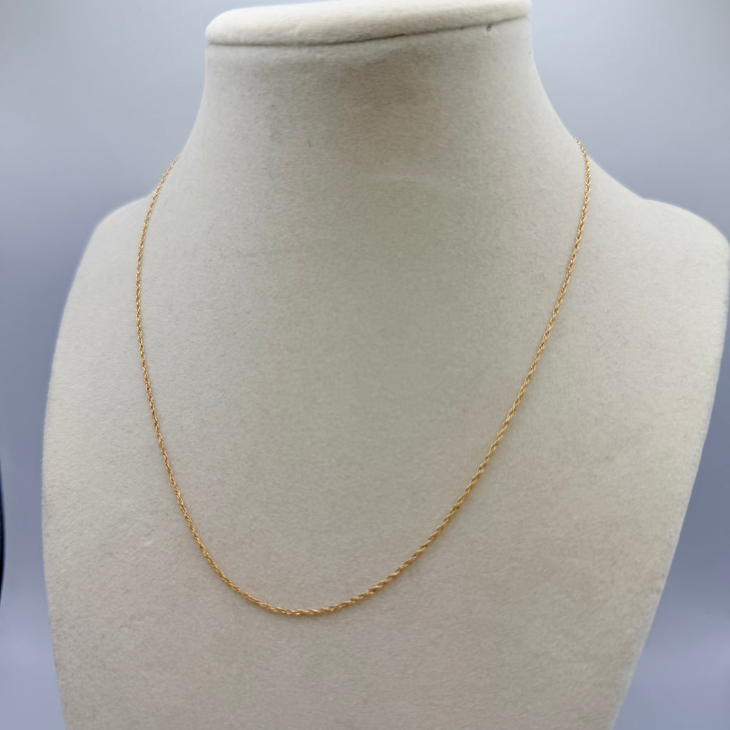 Solid 14K Yellow Gold Chain Necklace 16 Inches