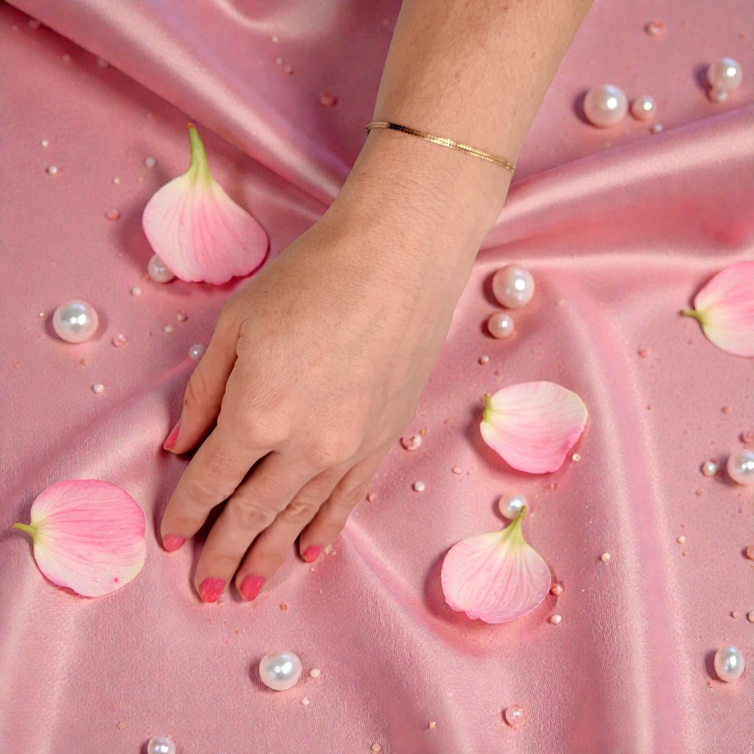 Solid 14K Yellow Gold Bracelet with Double Chain “S” Link 7.25 Inches