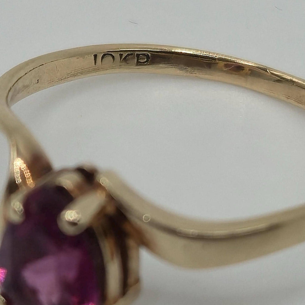 10KP Gold Pear Shaped Rhodolite Garnet Ring Size 6.25
