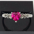 10K Gold Heart Shaped Ruby Ring Size 8.25