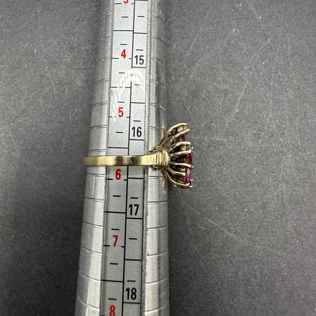 10K Gold Ring with Natural Rubies and Diamonds Size 5.75