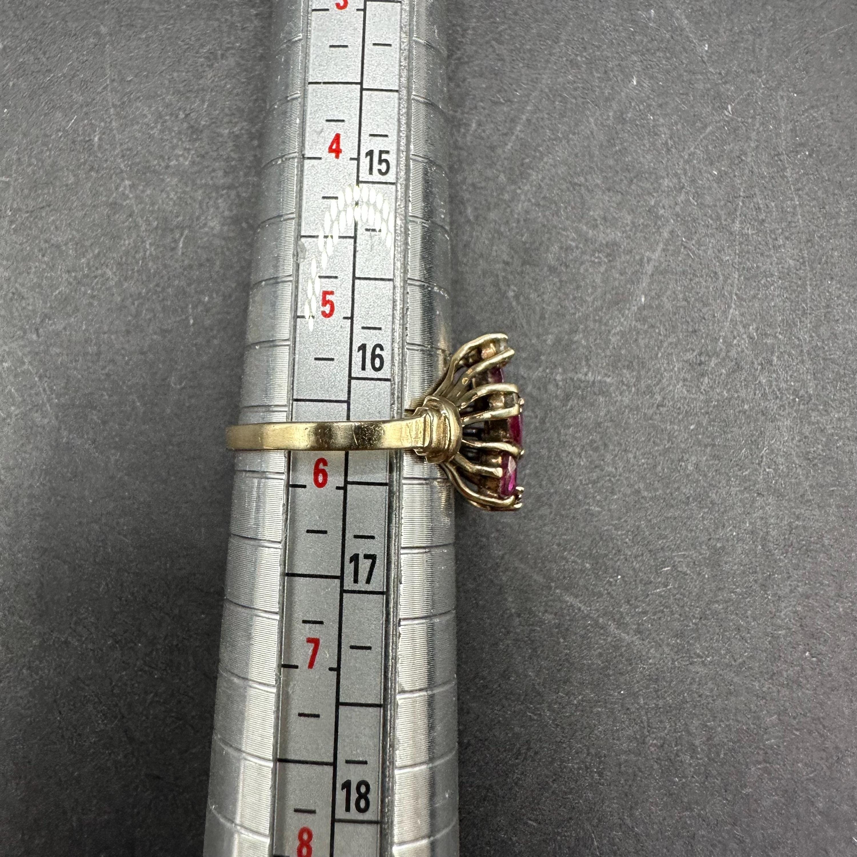 10K Gold Ring with Natural Rubies and Diamonds Size 5.75