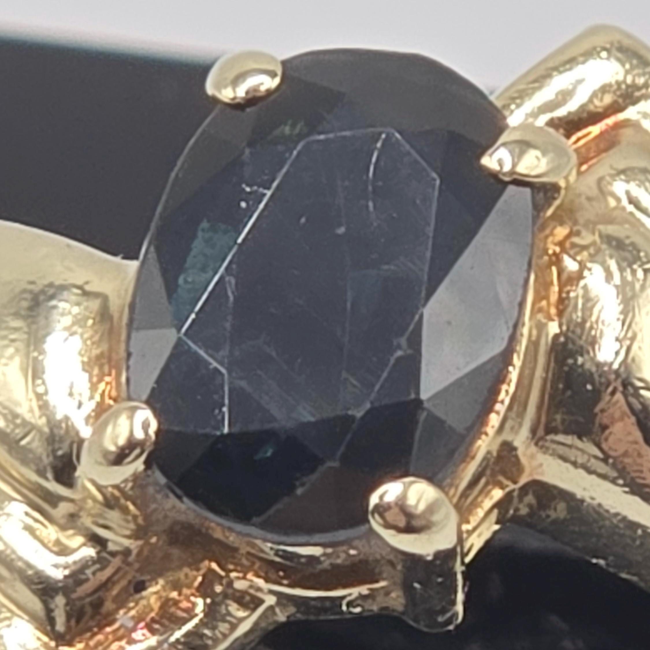 10K Gold and Blue Sapphire Ring Size 7.75