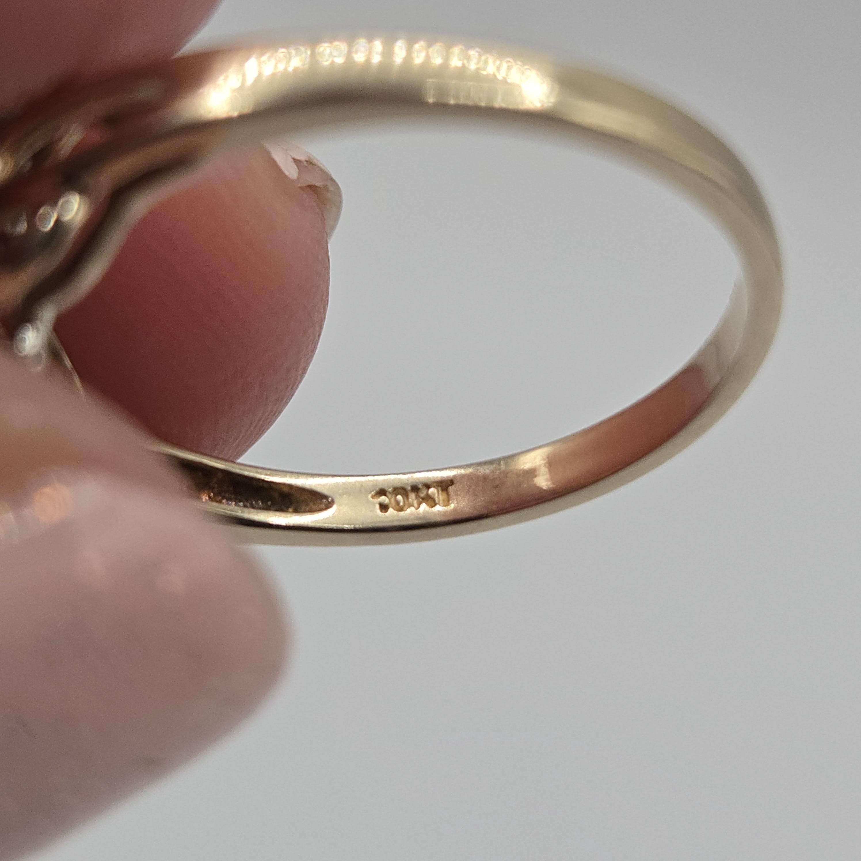 10K Solid Gold Dark Blue Topaz Ring with Diamond Accents, Size 7