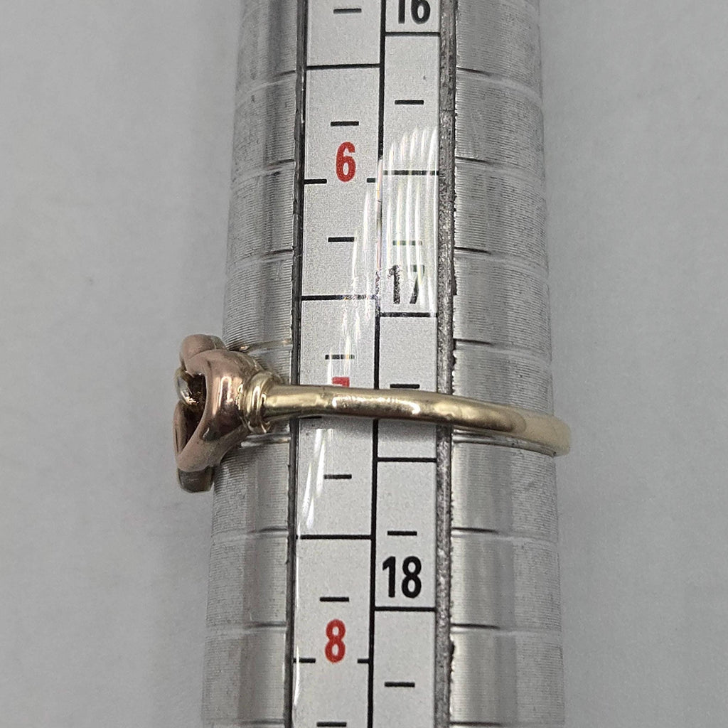 10K Solid Gold Double Heart Ring, Size 7, Two-Tone Interlocking Hearts