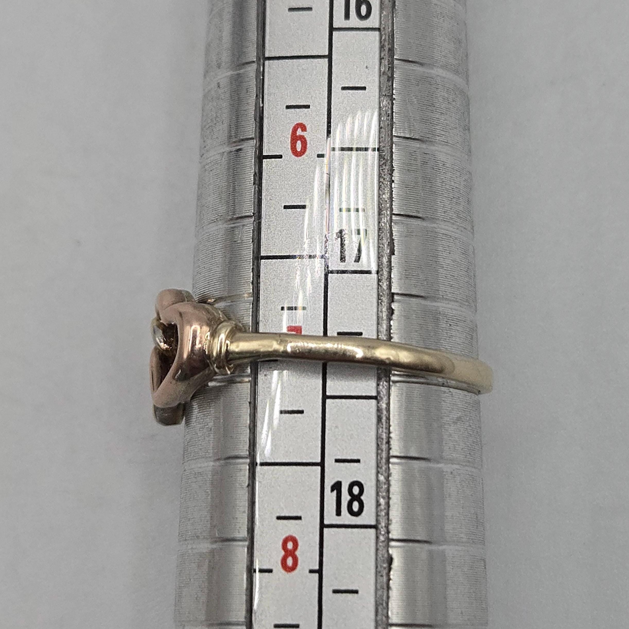 10K Solid Gold Double Heart Ring, Size 7, Two-Tone Interlocking Hearts