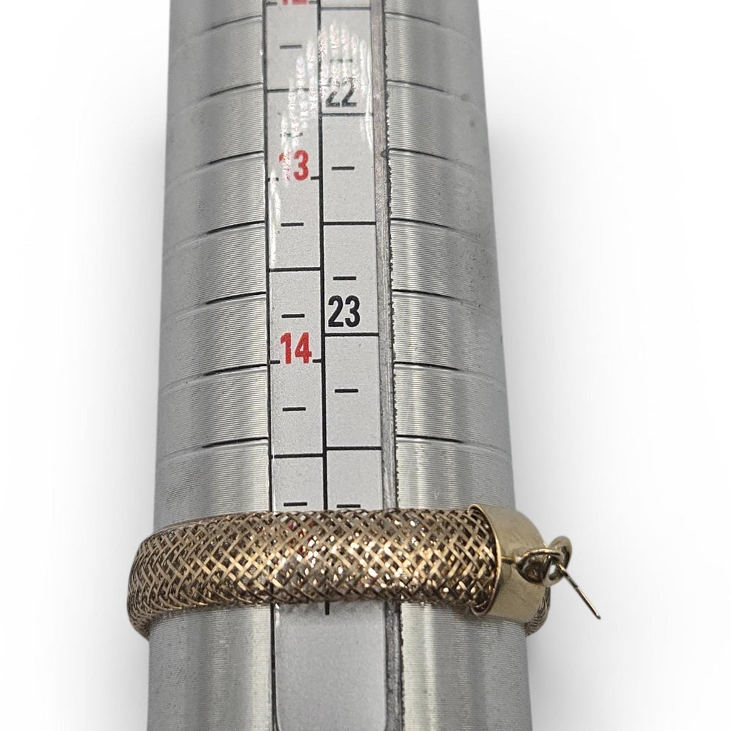 10K Solid Gold Mesh Ring with Star Charm, Stretch Ring, Size 9 and Up