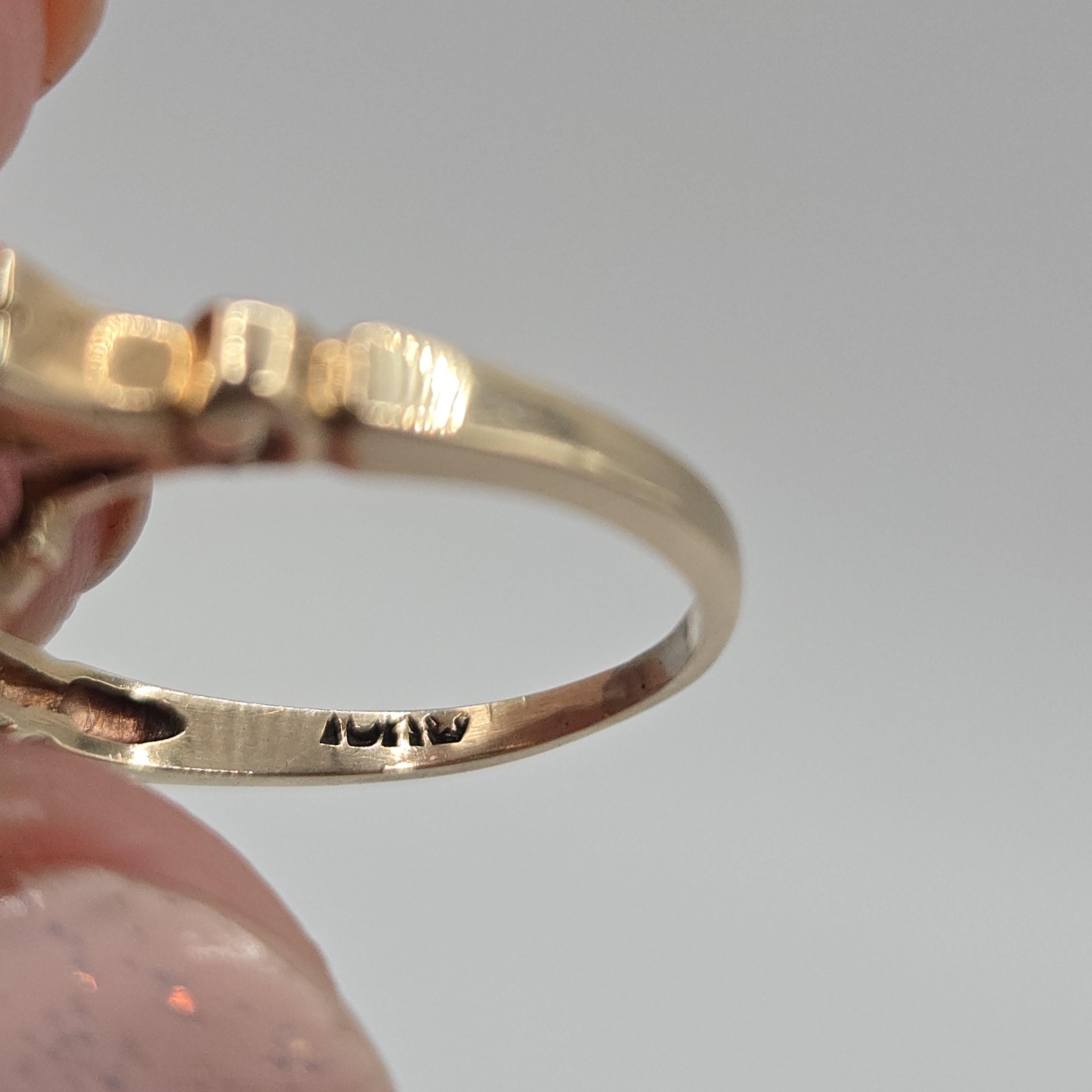 10k Solid Gold Teal CZ Ring, Round Cut, Size 5