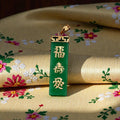 Solid 14K Yellow Gold Asian Necklace Pendant with Green Jade