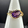 14K Gold Ring with Amethyst and Diamond Accent Size 6.25