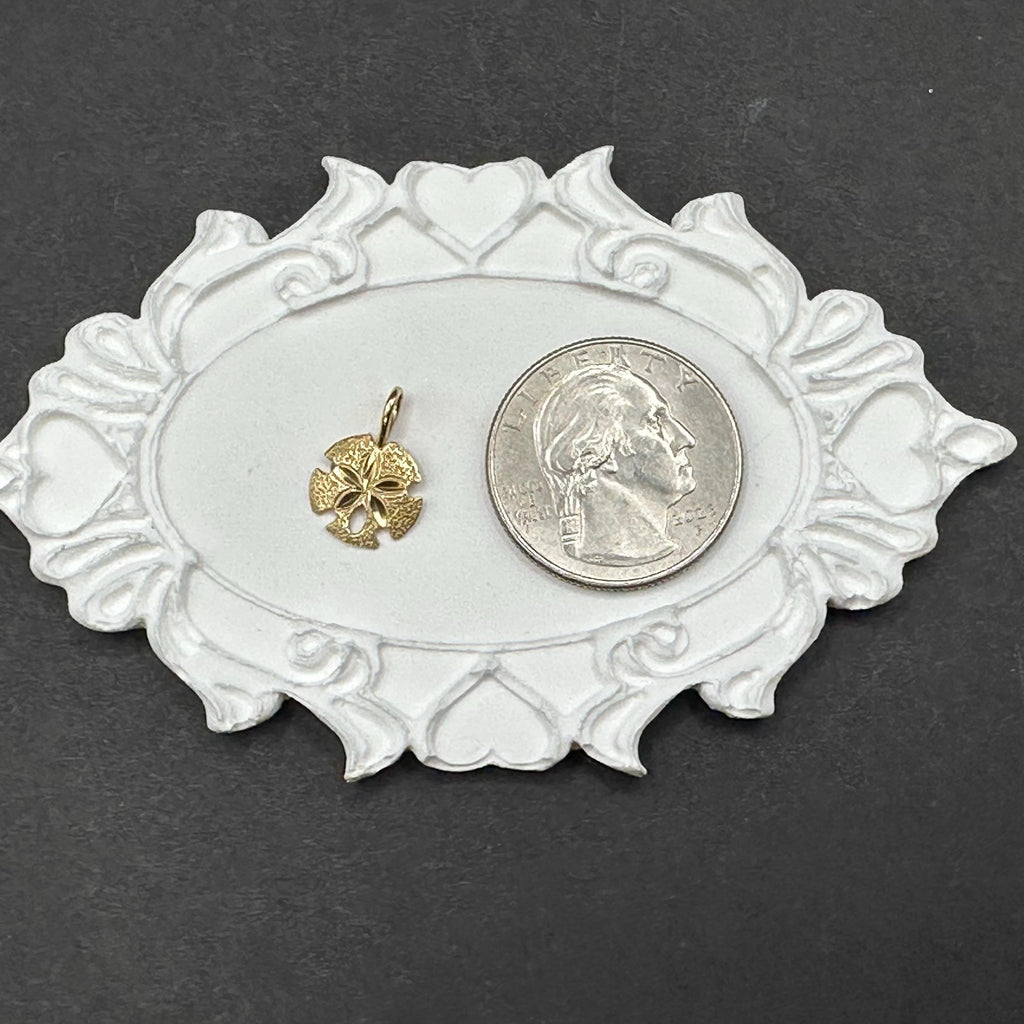 14K Gold Sand Dollar Charm or Pendant for Bracelet or Necklace