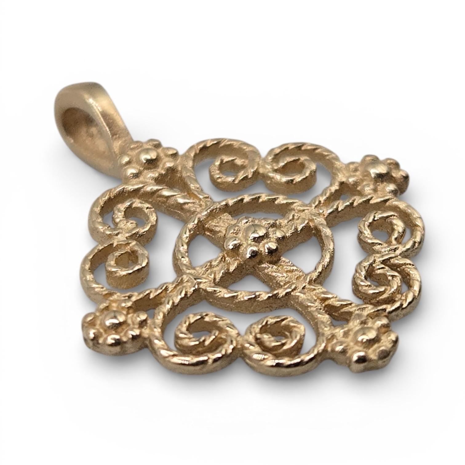 14K Solid Gold Twisted Wire Lacy Cross Pendant, James Avery Openwork Cross