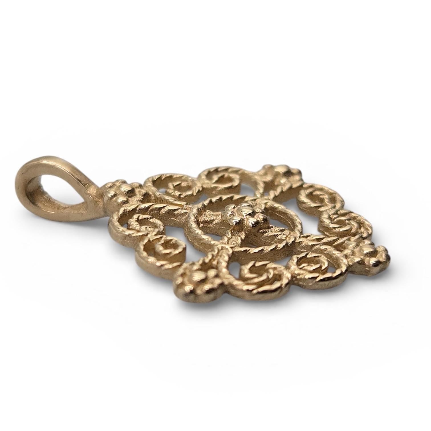 14K Solid Gold Twisted Wire Lacy Cross Pendant, James Avery Openwork Cross