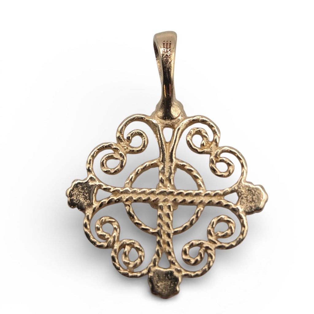 14K Solid Gold Twisted Wire Lacy Cross Pendant, James Avery Openwork Cross