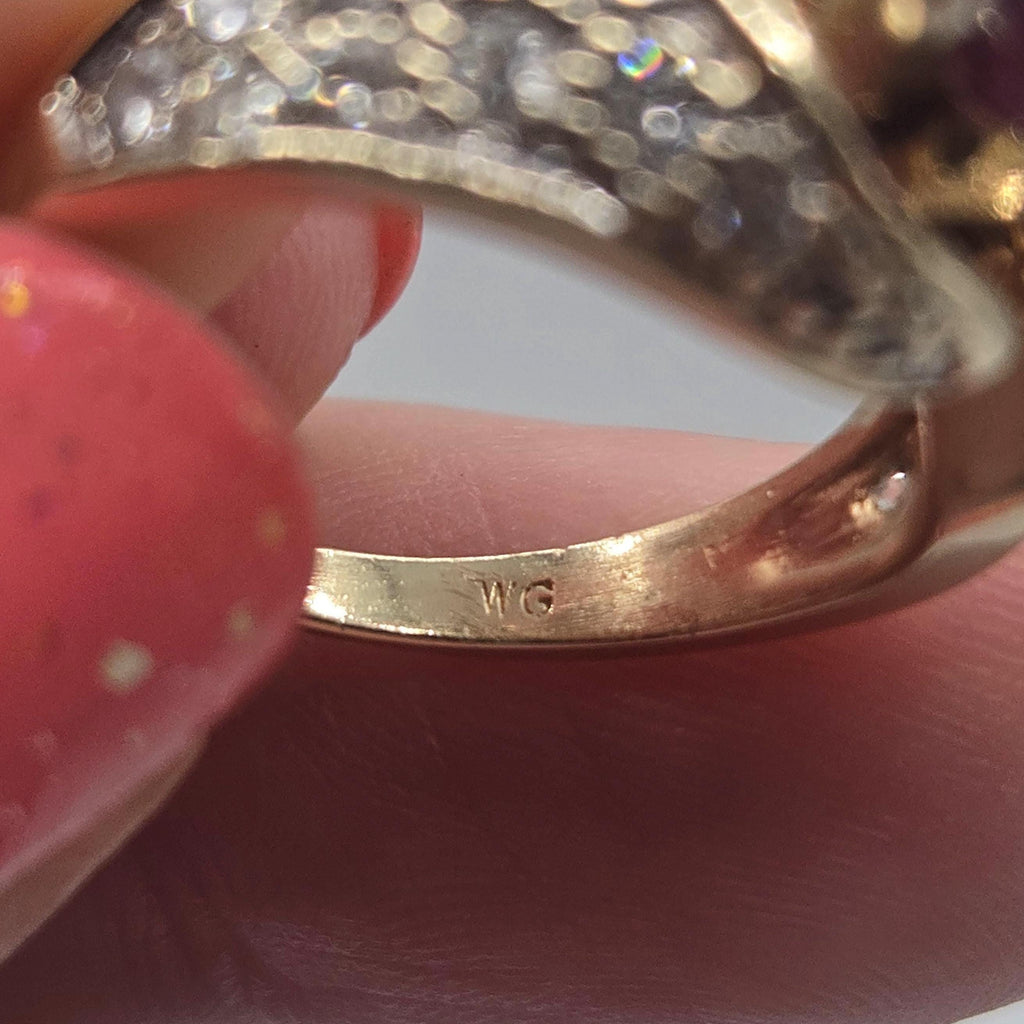 14k Solid Gold Rare Natural Ruby Ring with 24 Diamonds, Vintage Swirl Design, Size 5.5, Estate Fine Jewelry