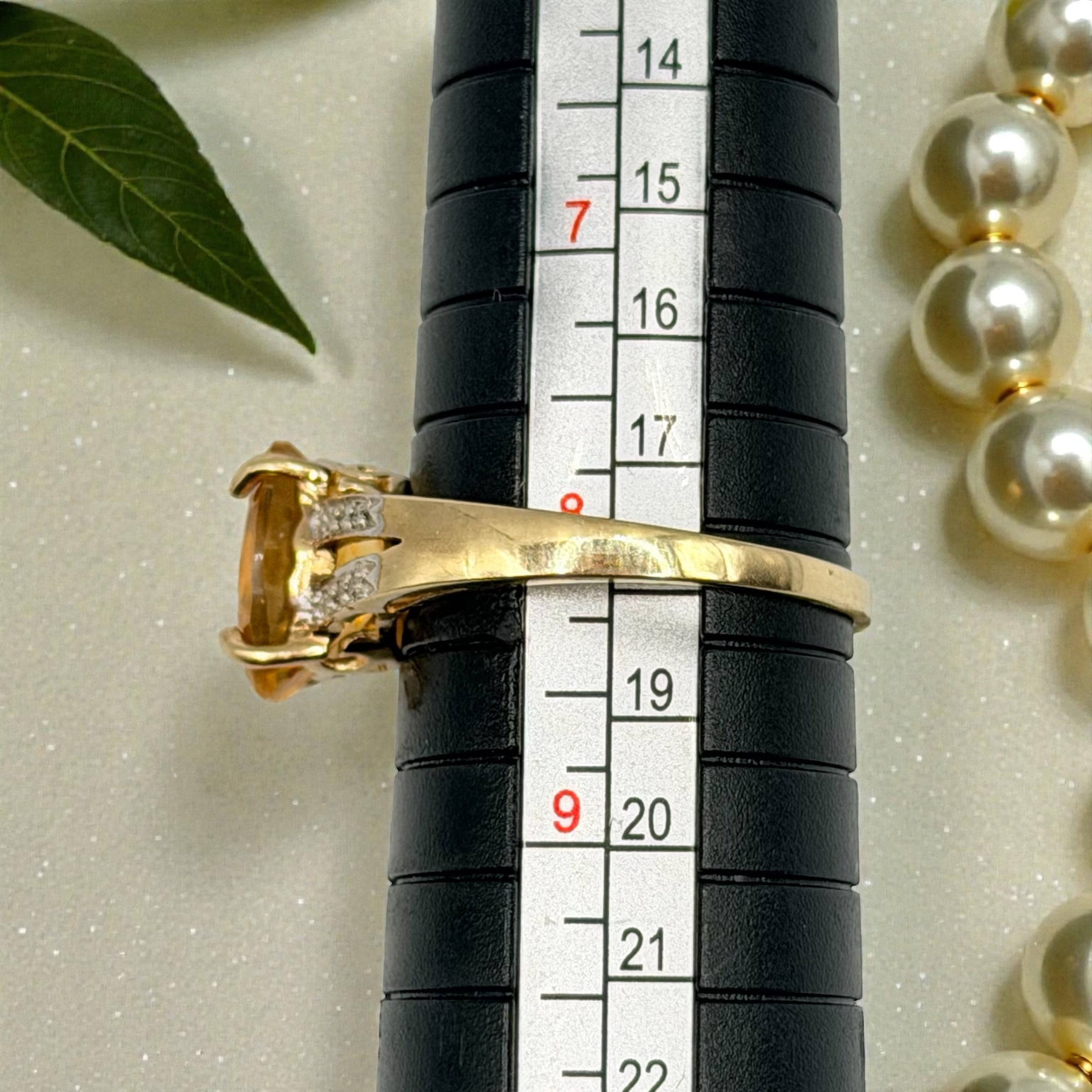 Solid 10K Yellow Gold Ring with Oval Cut Citrine Size 8