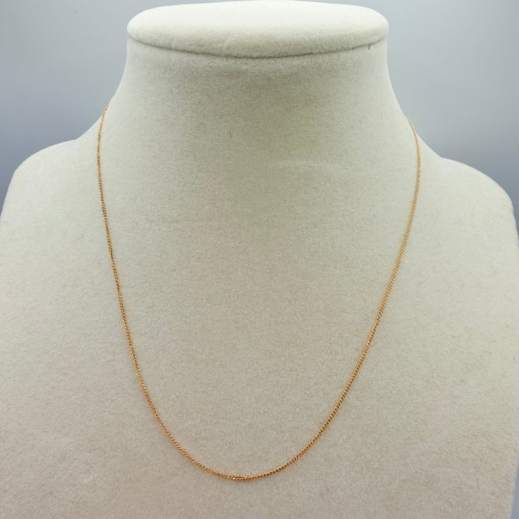 Solid 14K Yellow Gold Curb Chain Necklace 15 Inches