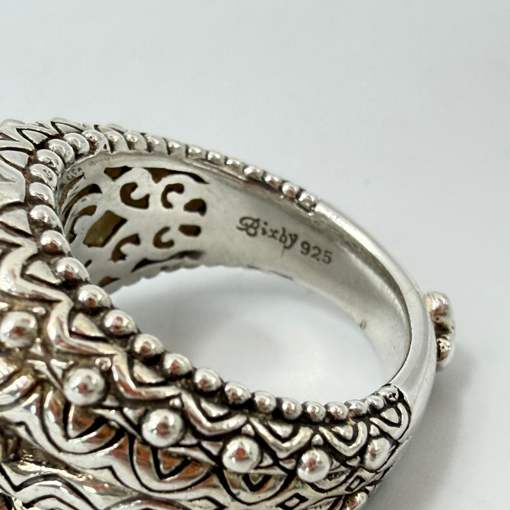 Bixby Jezebel Sterling Silver and 18K Gold Flower Ring with Iolite & Topaz Sz 7