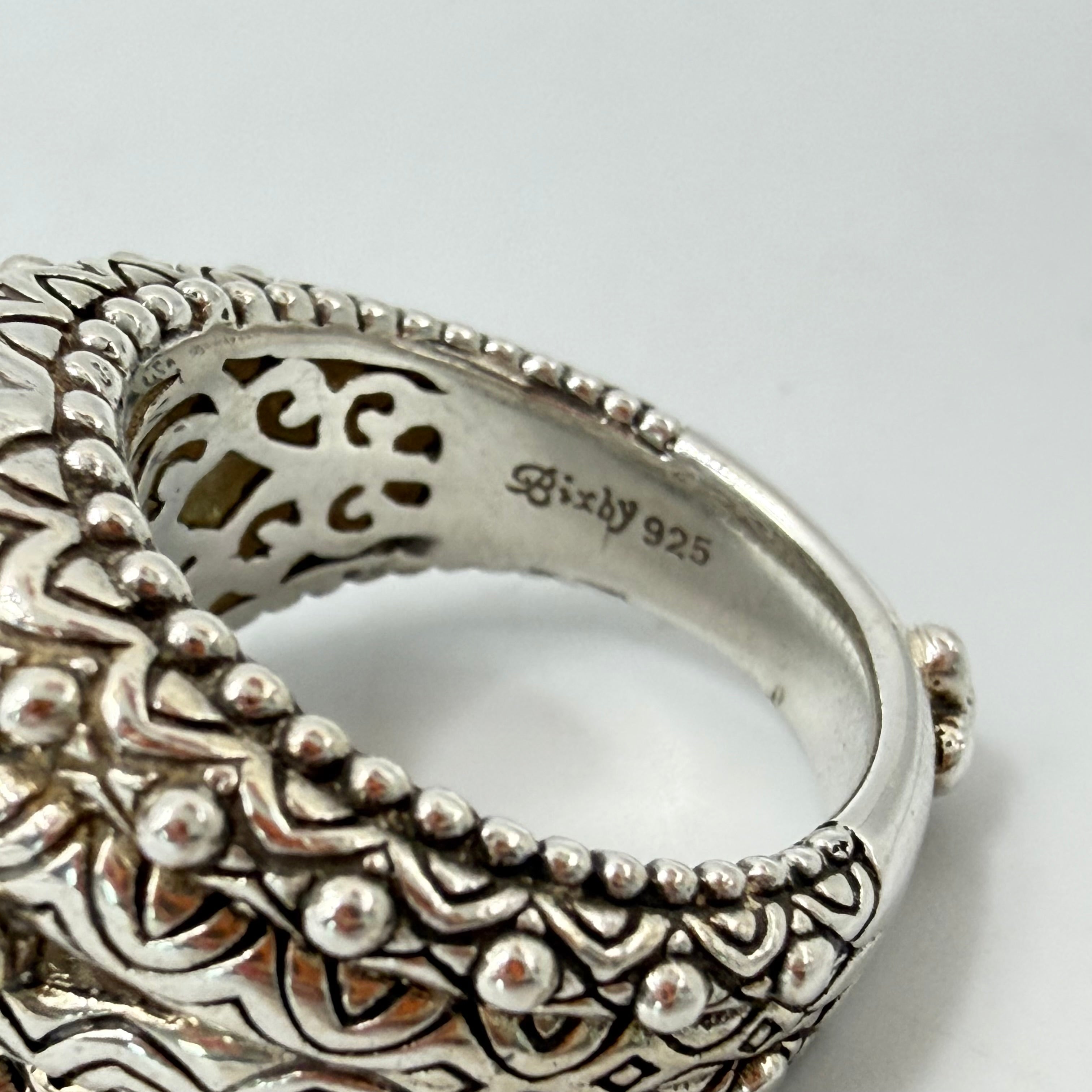 Bixby Jezebel Sterling Silver and 18K Gold Flower Ring with Iolite & Topaz Sz 7