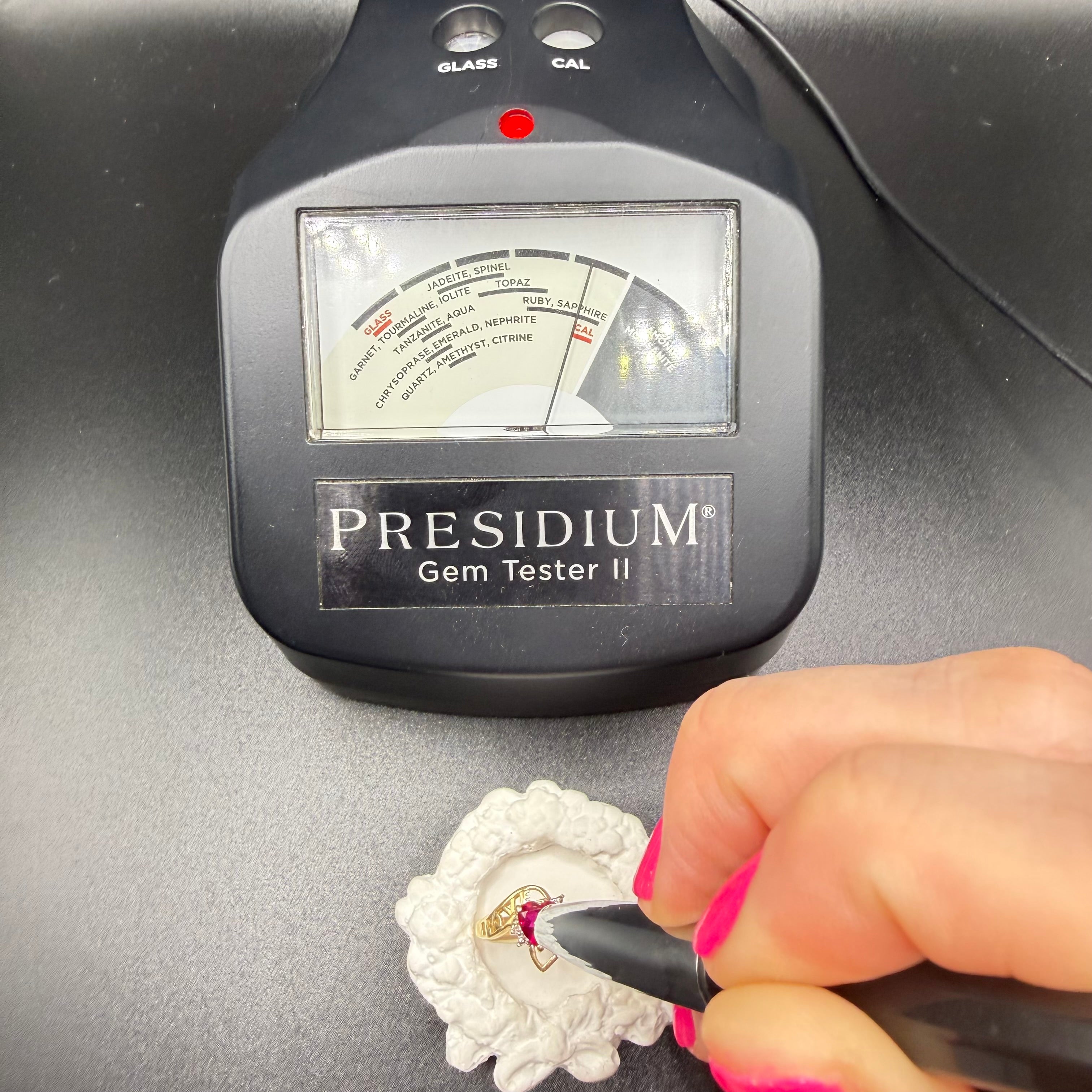 Solid 10K Yellow Gold Ring with Heart-Cut Ruby, Diamonds and LOVE – Size 7