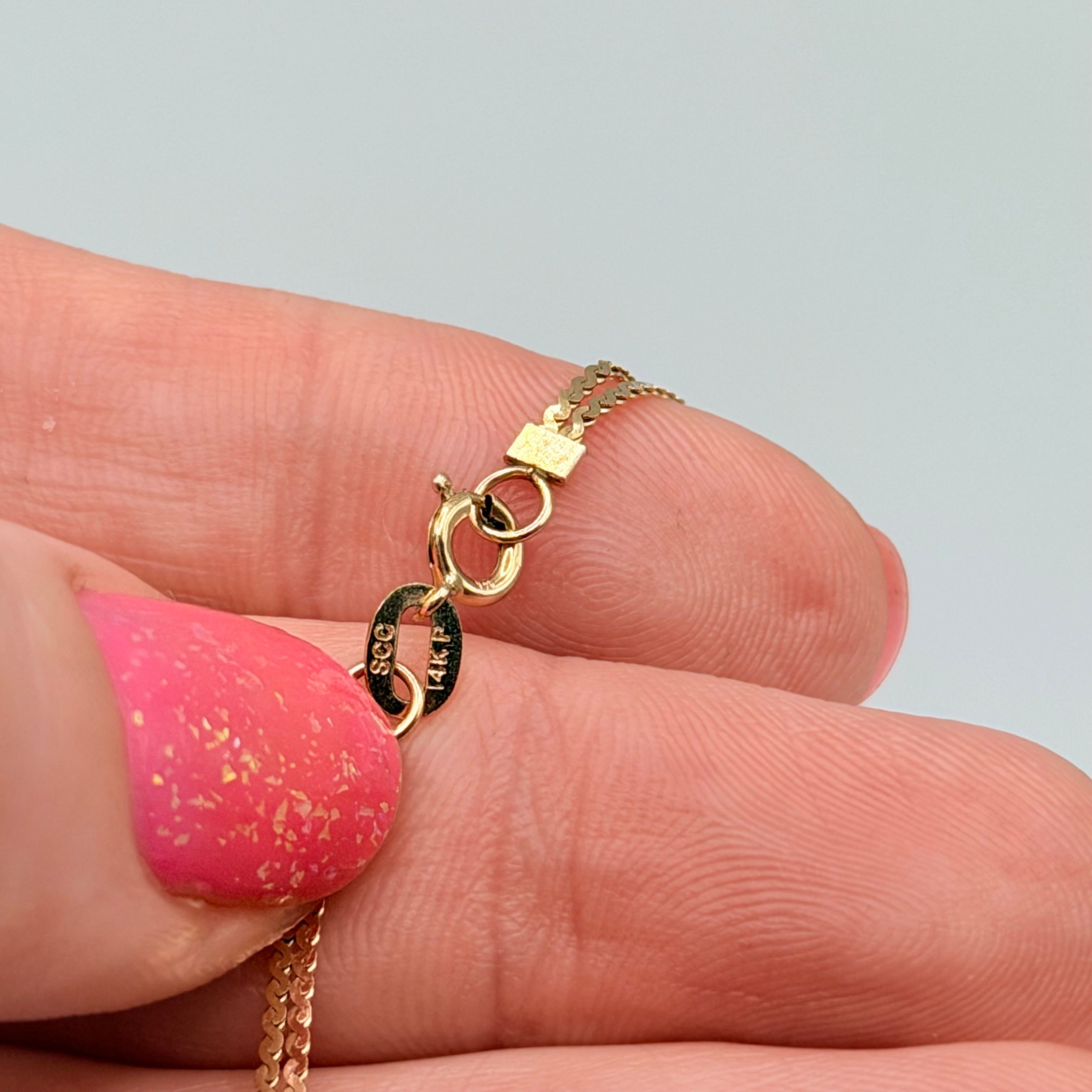 Solid 14K Yellow Gold Bracelet with Double Chain “S” Link 7.25 Inches