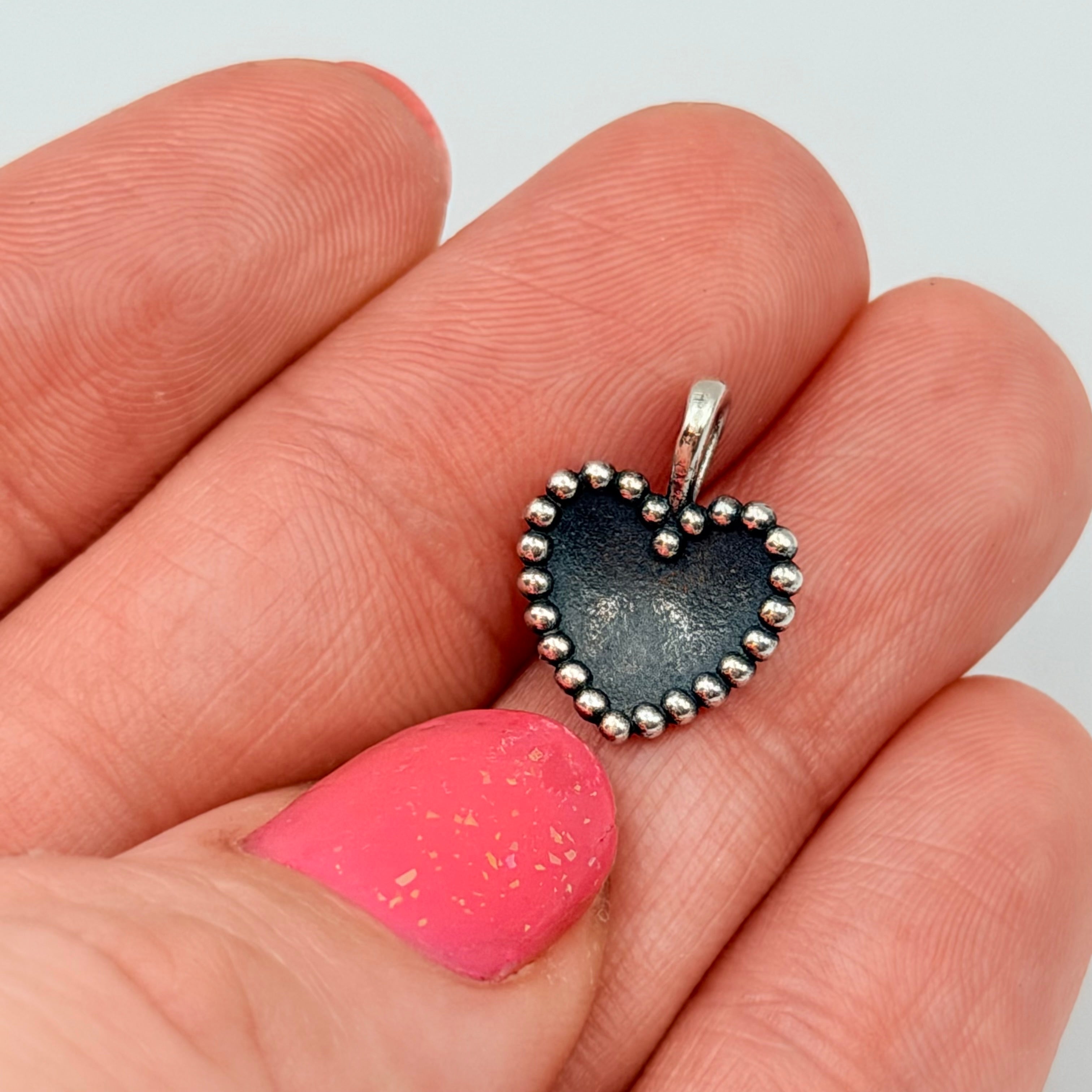 RETIRED James Avery 925 Sterling Silver Beaded Heart Pendant