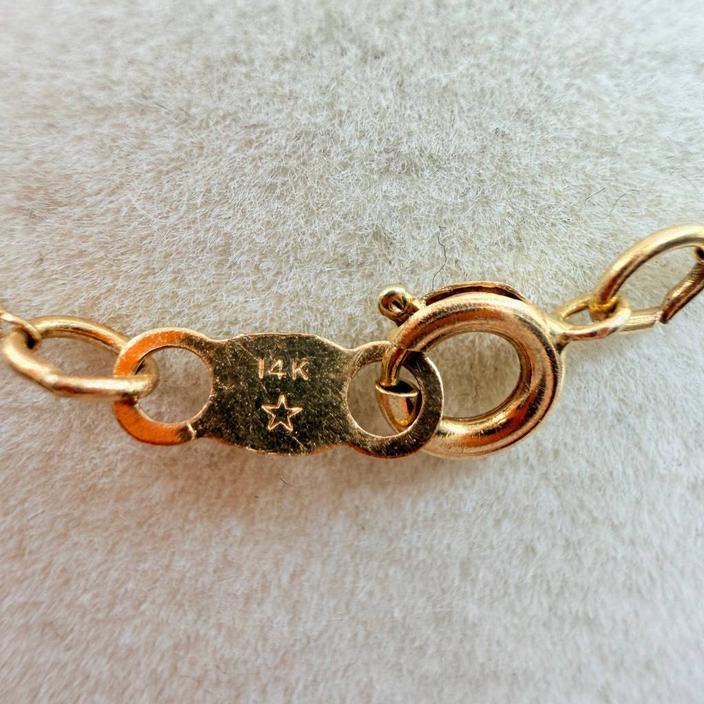 Solid 14K Yellow Gold Curb Chain Necklace 15 Inches