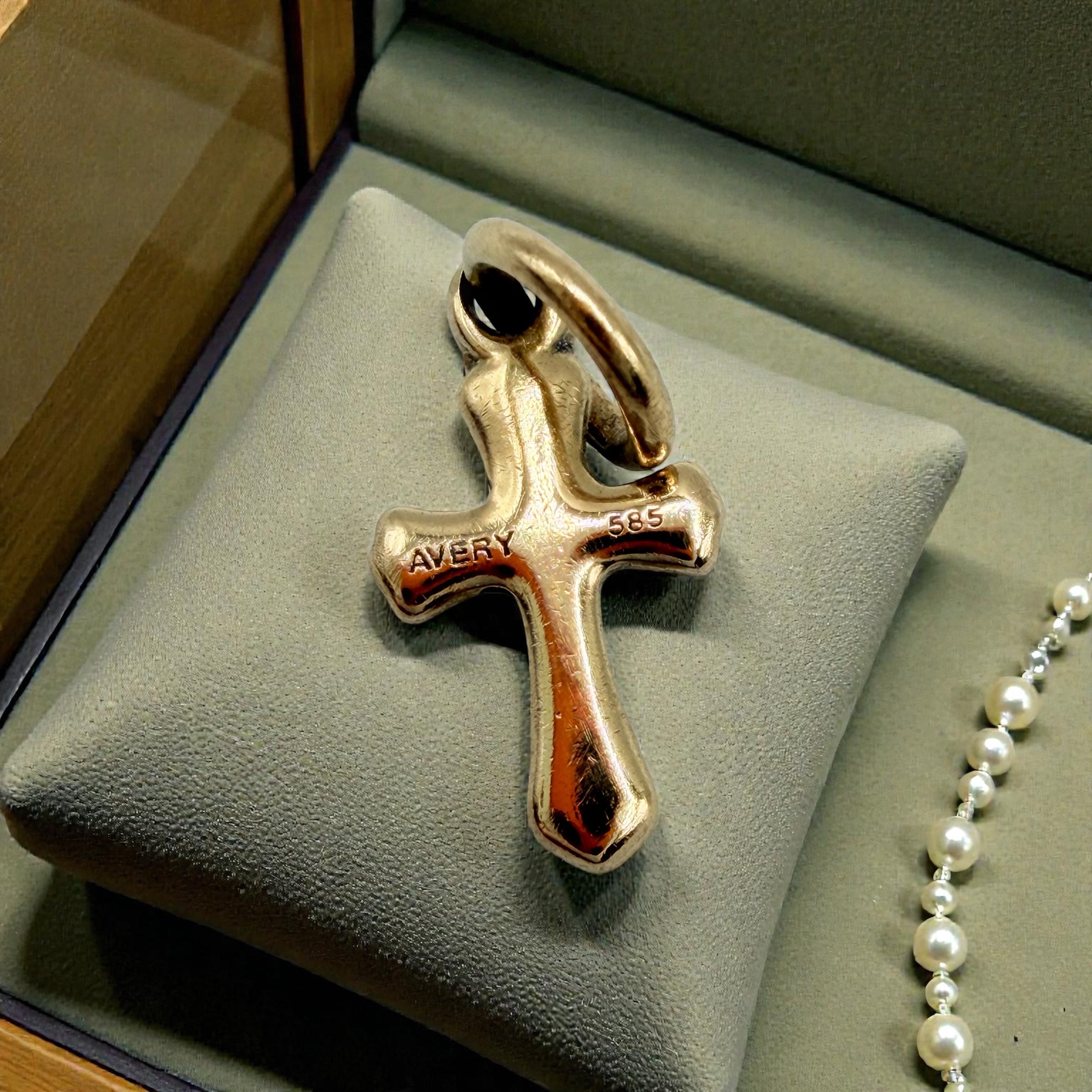 James Avery Solid 14K Yellow Gold Cross Charm With Uncut Loop