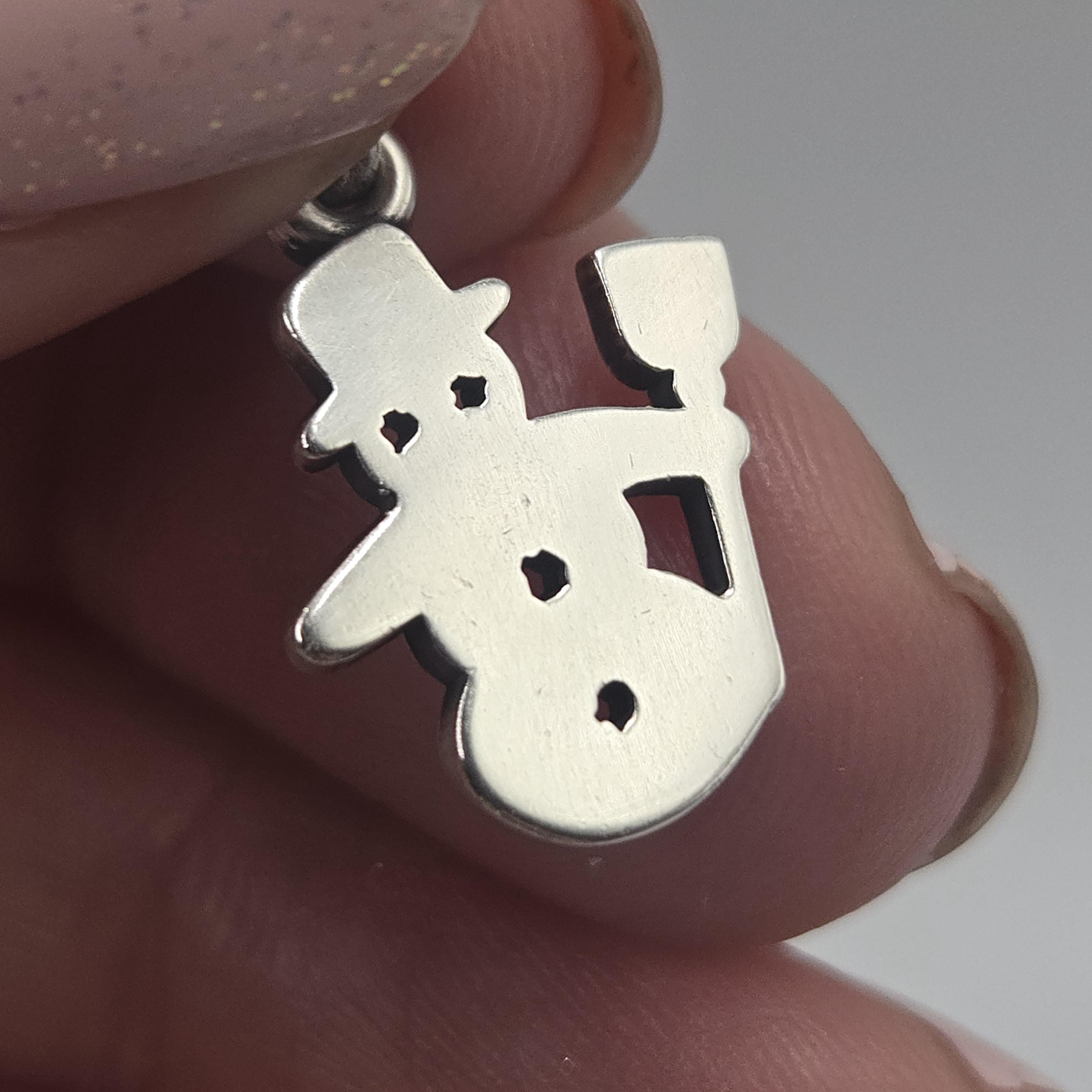 Retired James Avery 925 Sterling Silver Snowman Charm Pendant with Uncut Loop