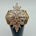 Solid 10K Yellow Gold Ring with Diamond Cluster Size 6.75