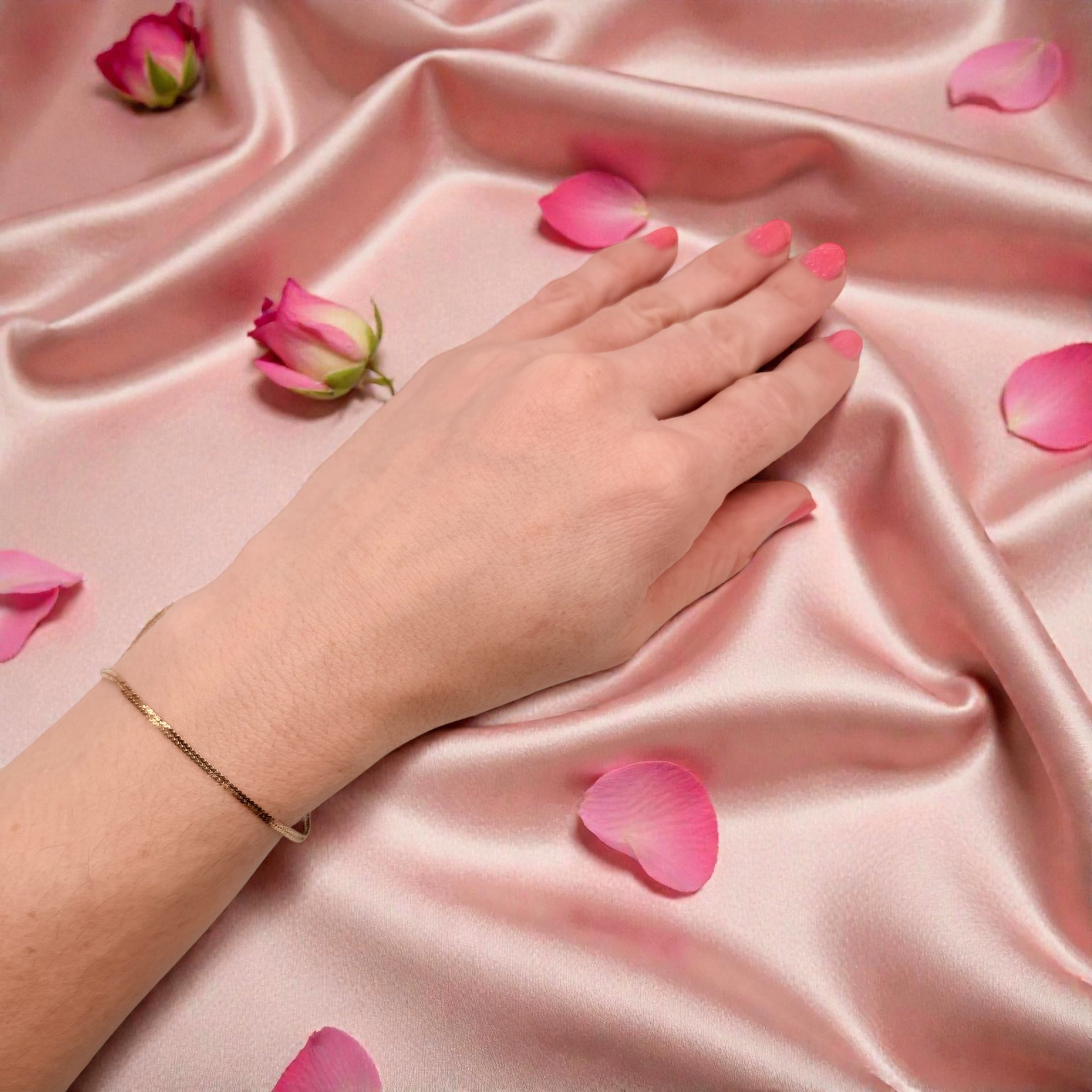 Solid 14K Yellow Gold Bracelet with Double Chain “S” Link 7.25 Inches