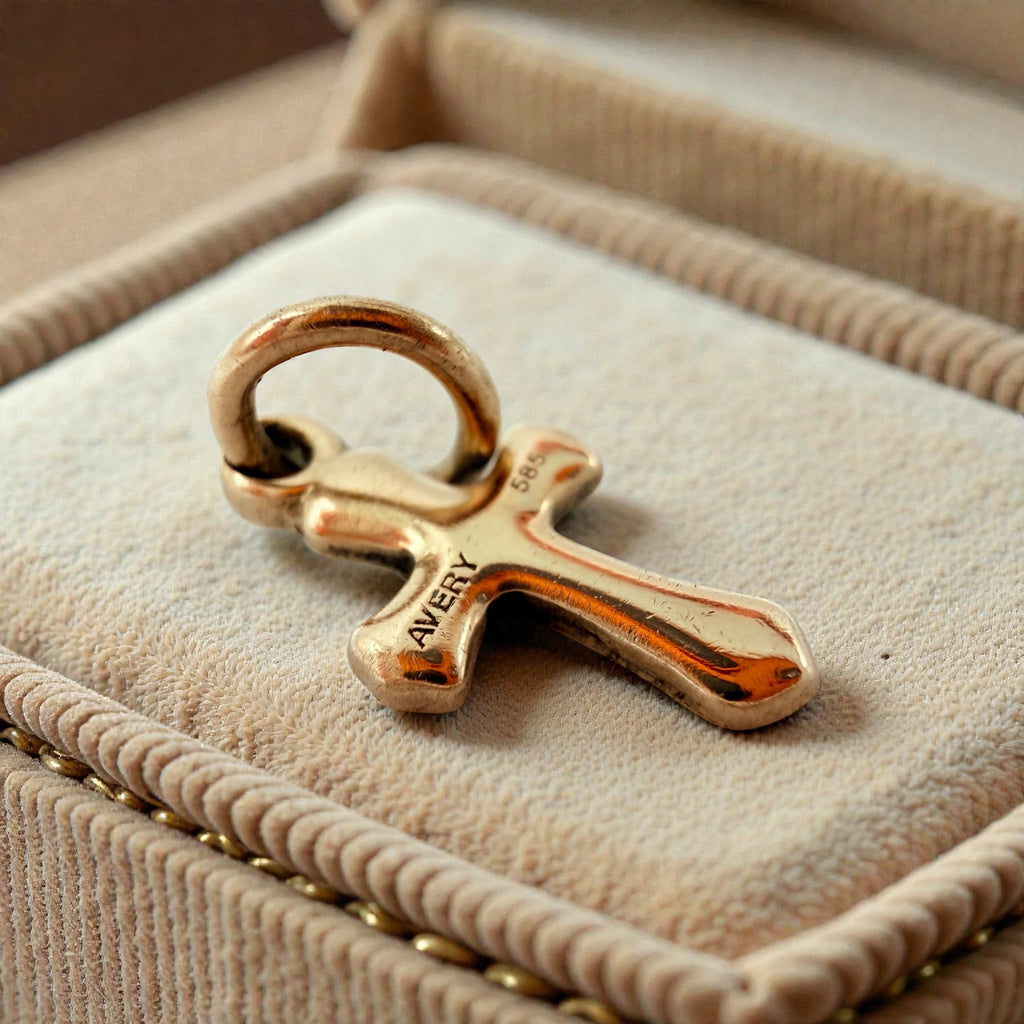 James Avery Solid 14K Yellow Gold Cross Charm With Uncut Loop