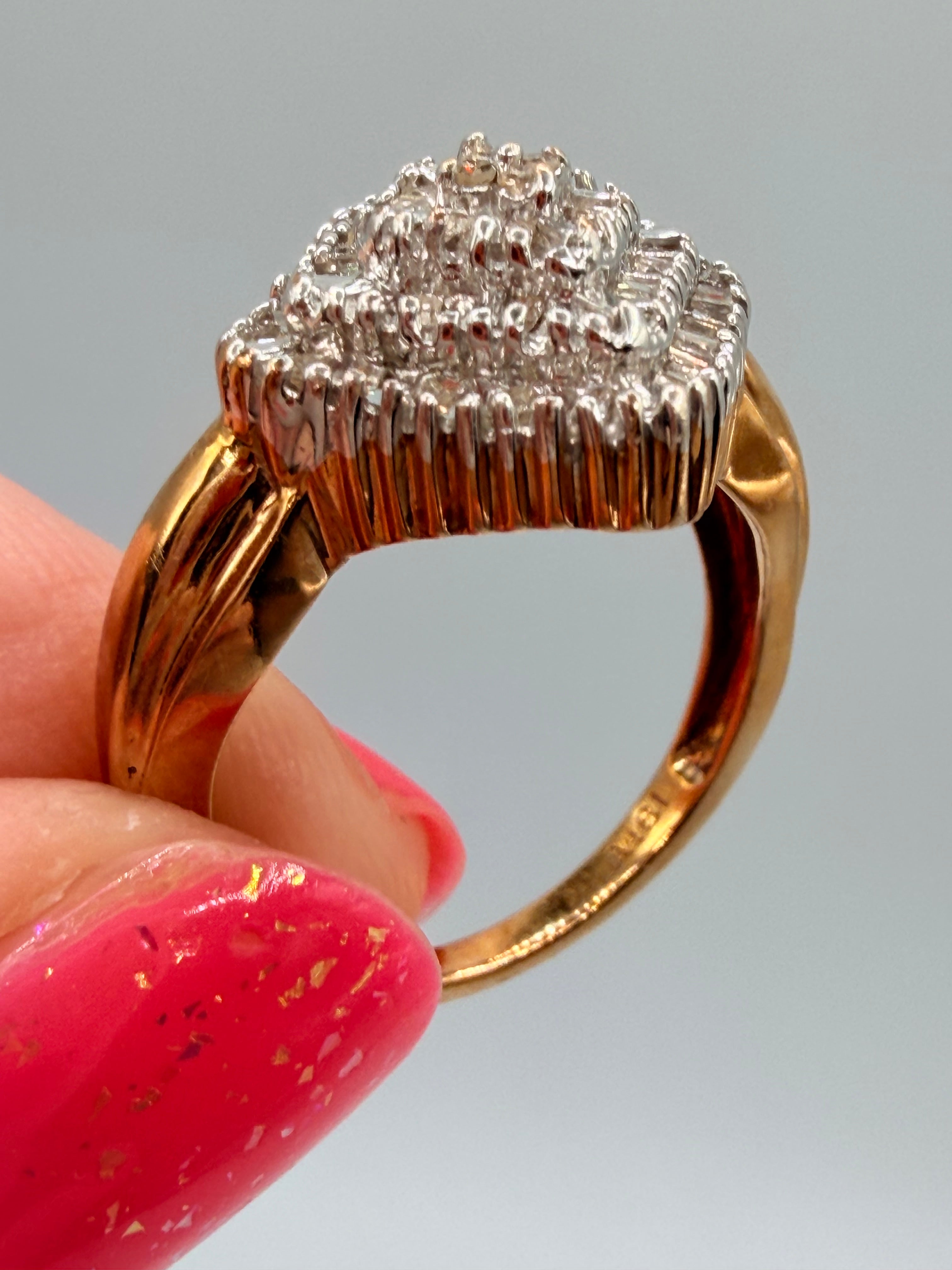 Solid 10K Yellow Gold Ring with Diamonds – Size 7