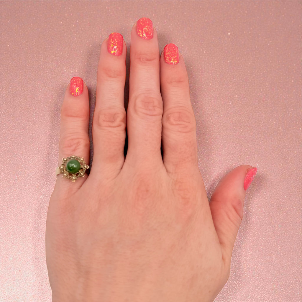 14K Solid Gold Jade Ring Size 5.75 Vintage Antique Heirloom Style