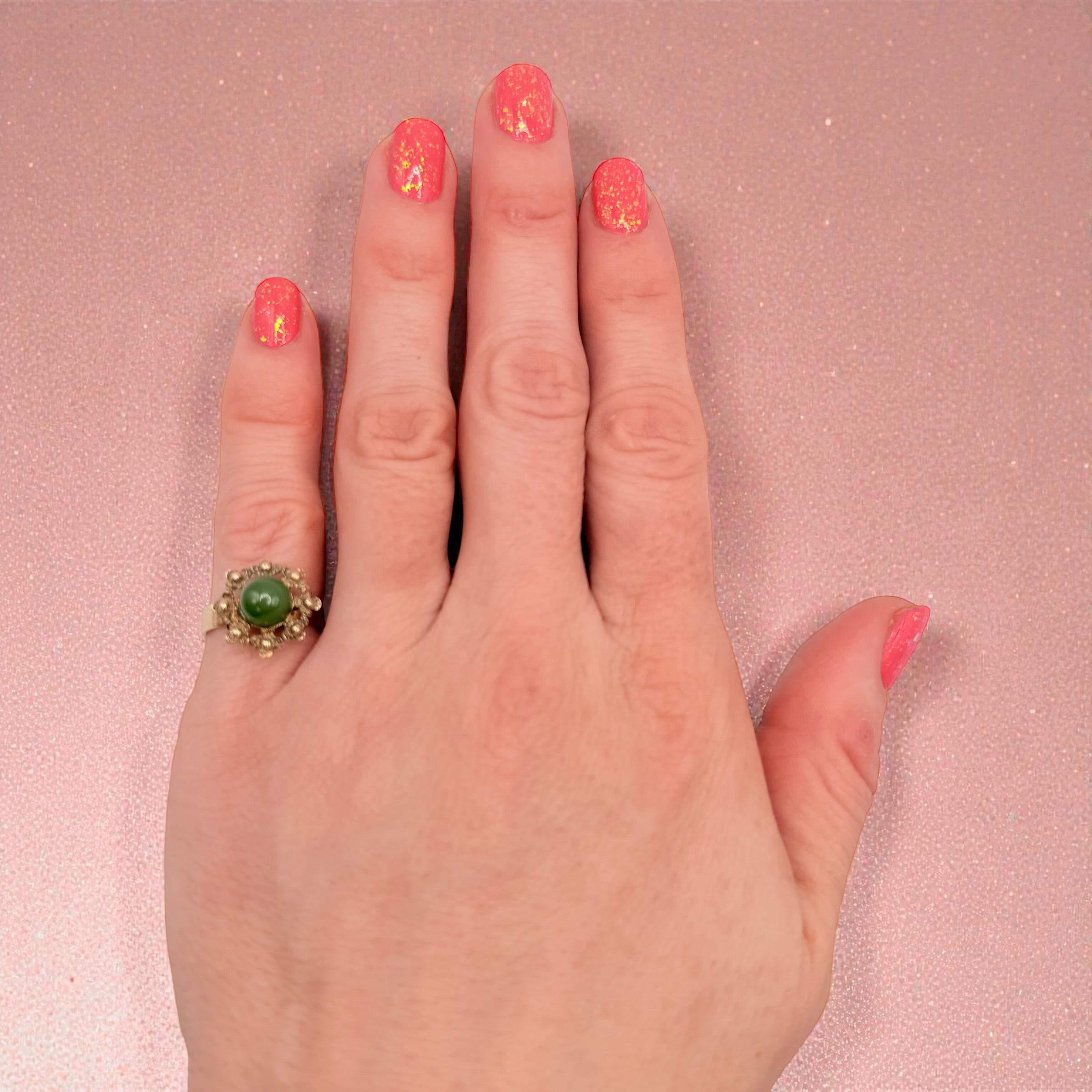 14K Solid Gold Jade Ring Size 5.75 Vintage Antique Heirloom Style