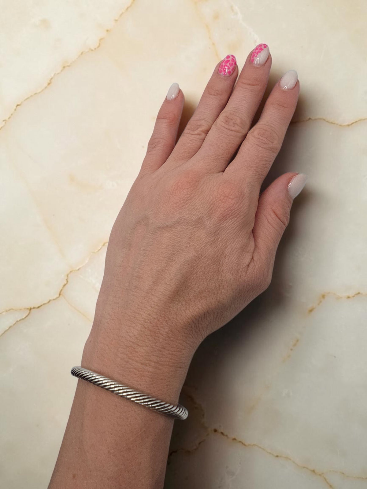 David Yurman Sterling Silver Solid 14K Gold Blue Topaz Cable Bracelet - Large