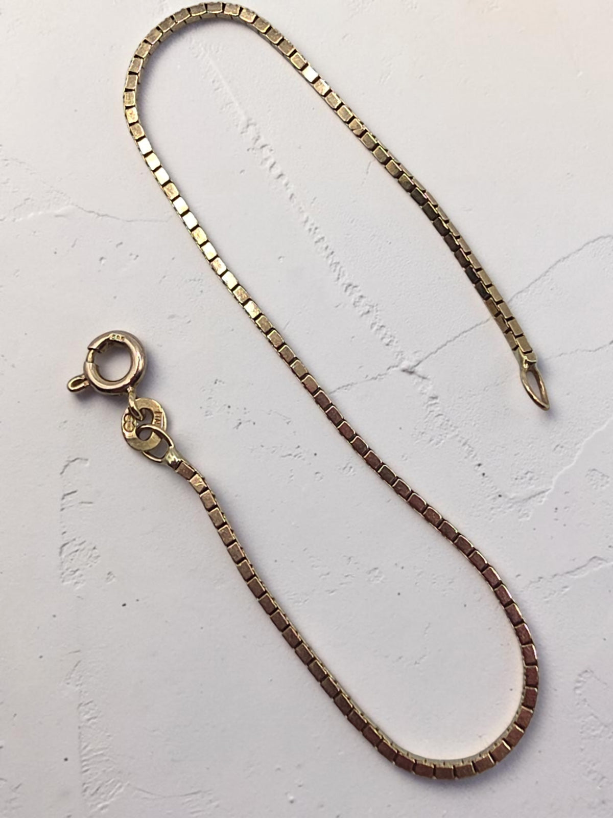 Vintage UnoAErre 585 Solid 14K Yellow Gold Box Chain Italy Bracelet - 7.25 Inch