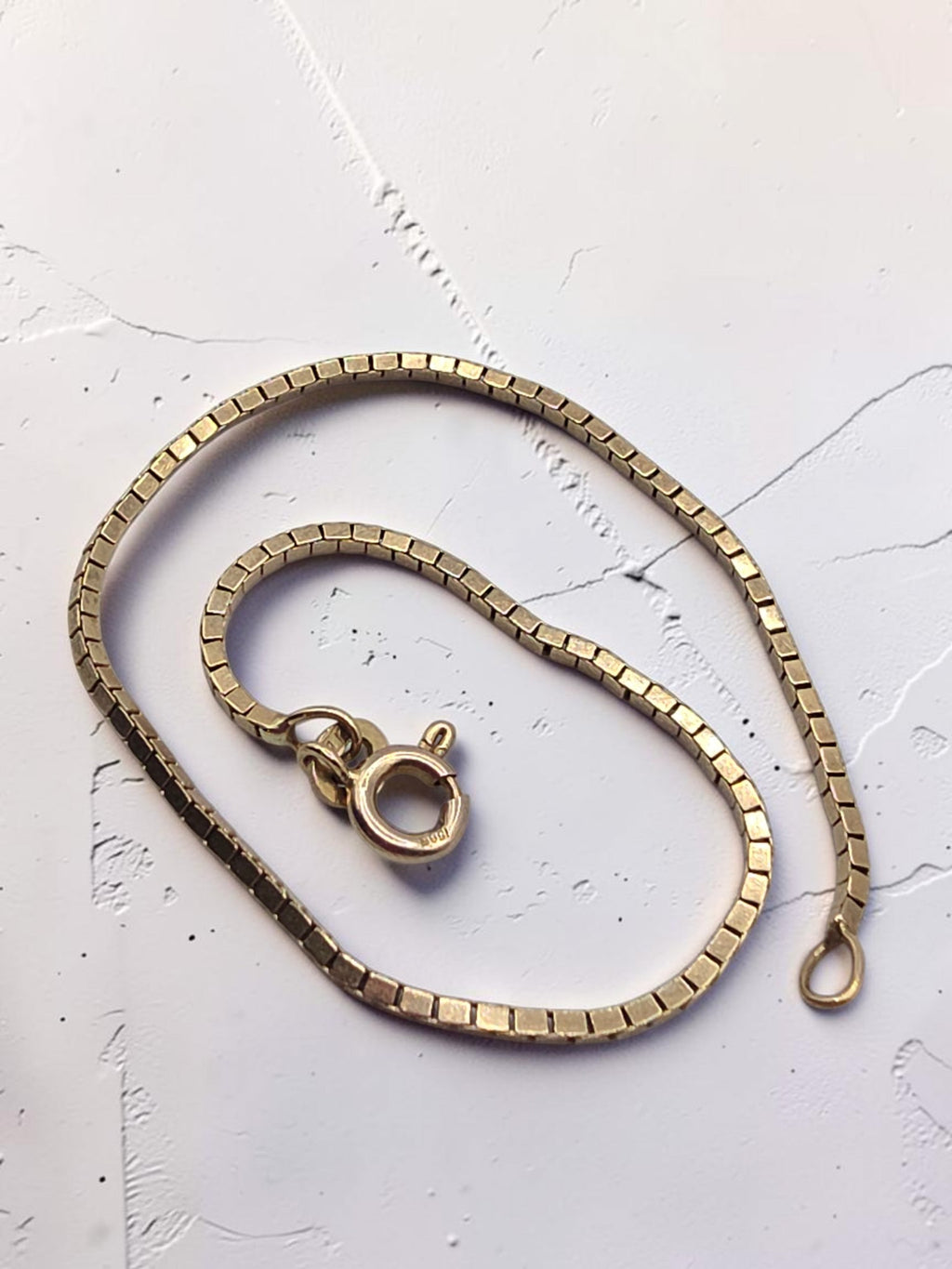 Vintage UnoAErre 585 Solid 14K Yellow Gold Box Chain Italy Bracelet - 7.25 Inch