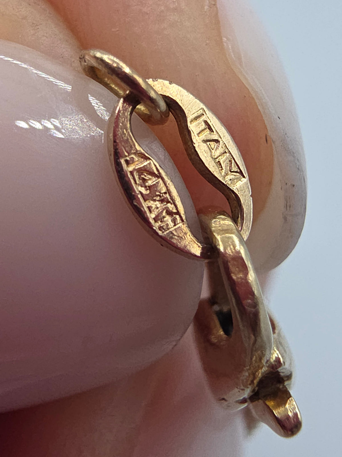 Solid 14K Yellow Gold Italian Filigree Station Curb Chain Bracelet - 8 Inch