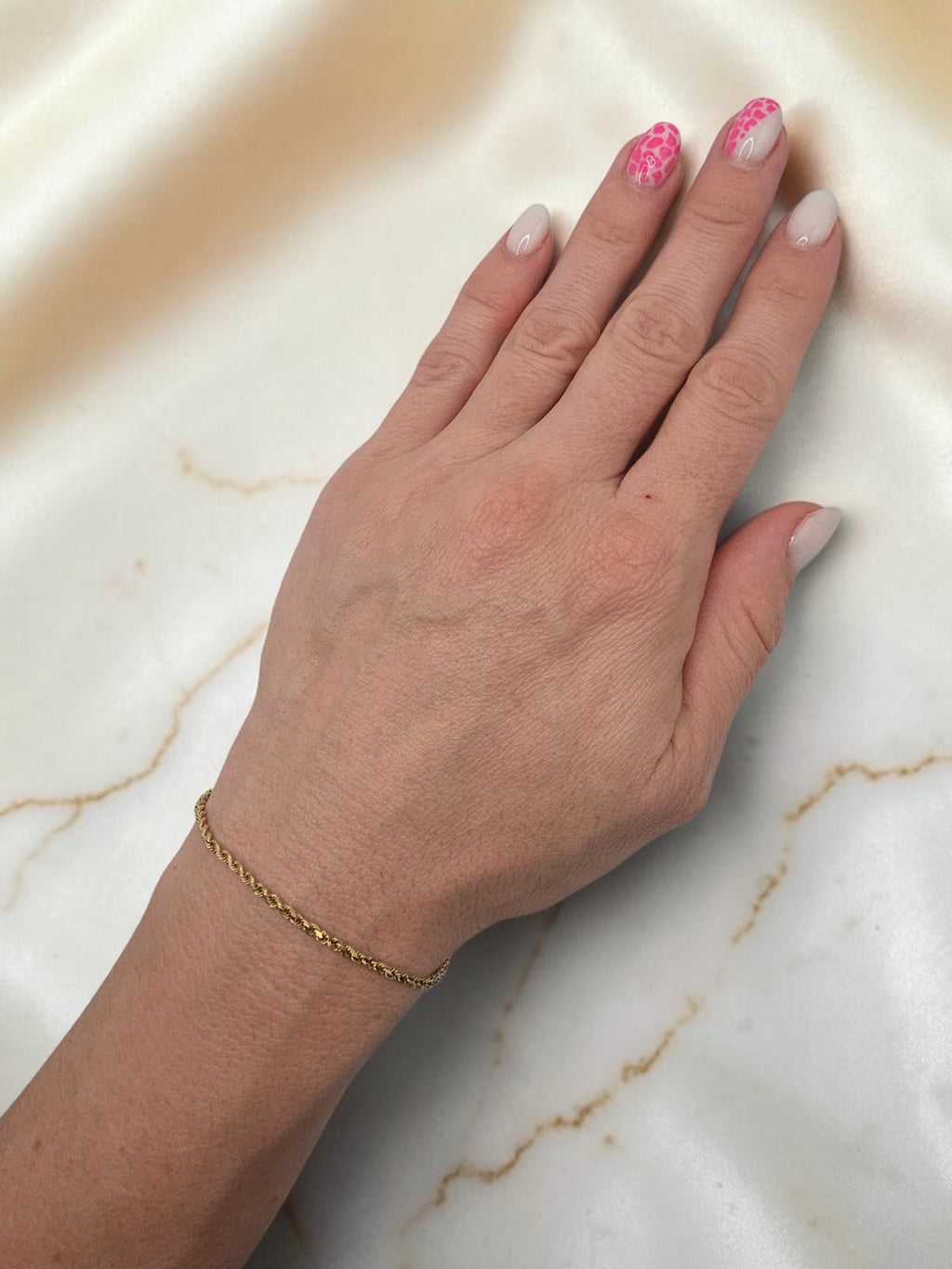 Vintage OroAmerica Solid 14K Yellow Gold Twisted Rope Chain Bracelet - 7.5 Inch