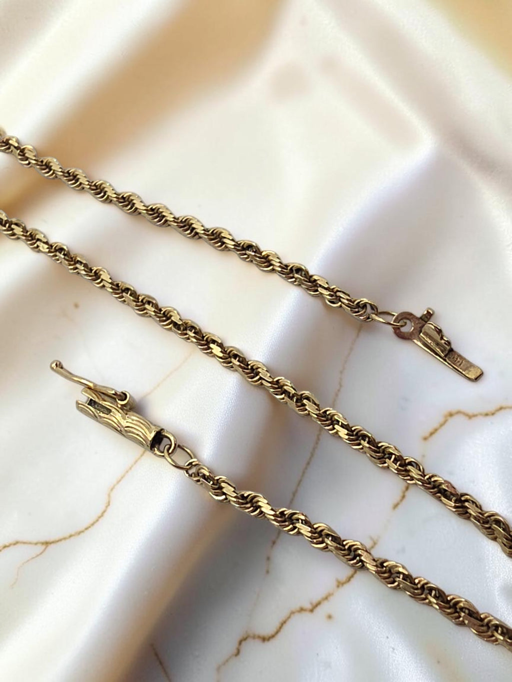 Vintage OroAmerica Solid 14K Yellow Gold Twisted Rope Chain Bracelet - 7.5 Inch