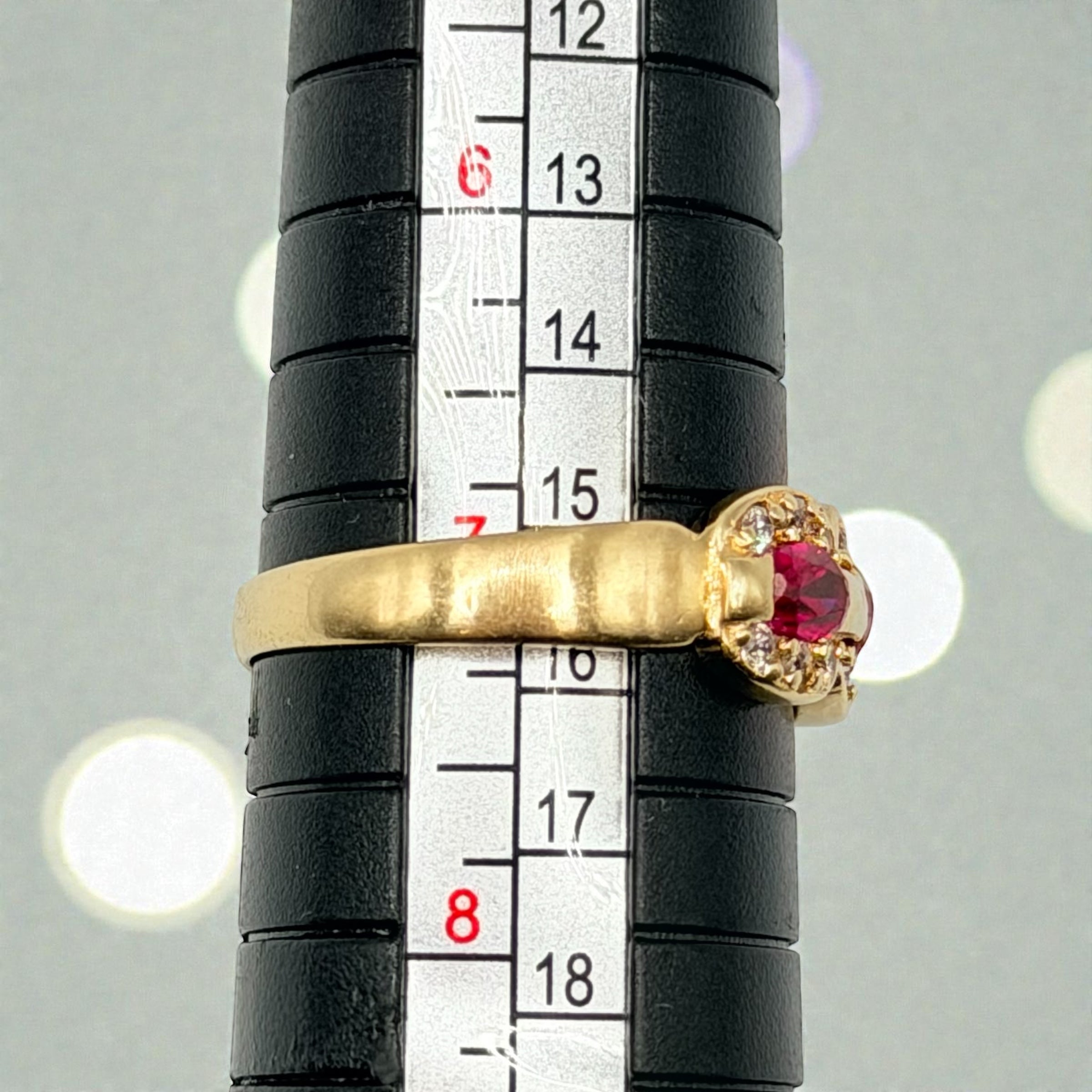 Solid 14K Gold Ring with Ruby, Pink Sapphire & Gemstone Accents – Size 7