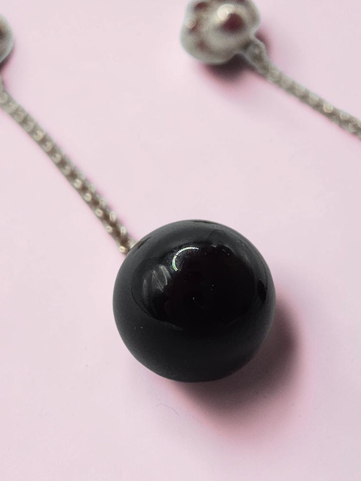 Tiffany & Co. 925 Sterling Silver Black Onyx Dangle Stud Earrings - 1.5 Inch