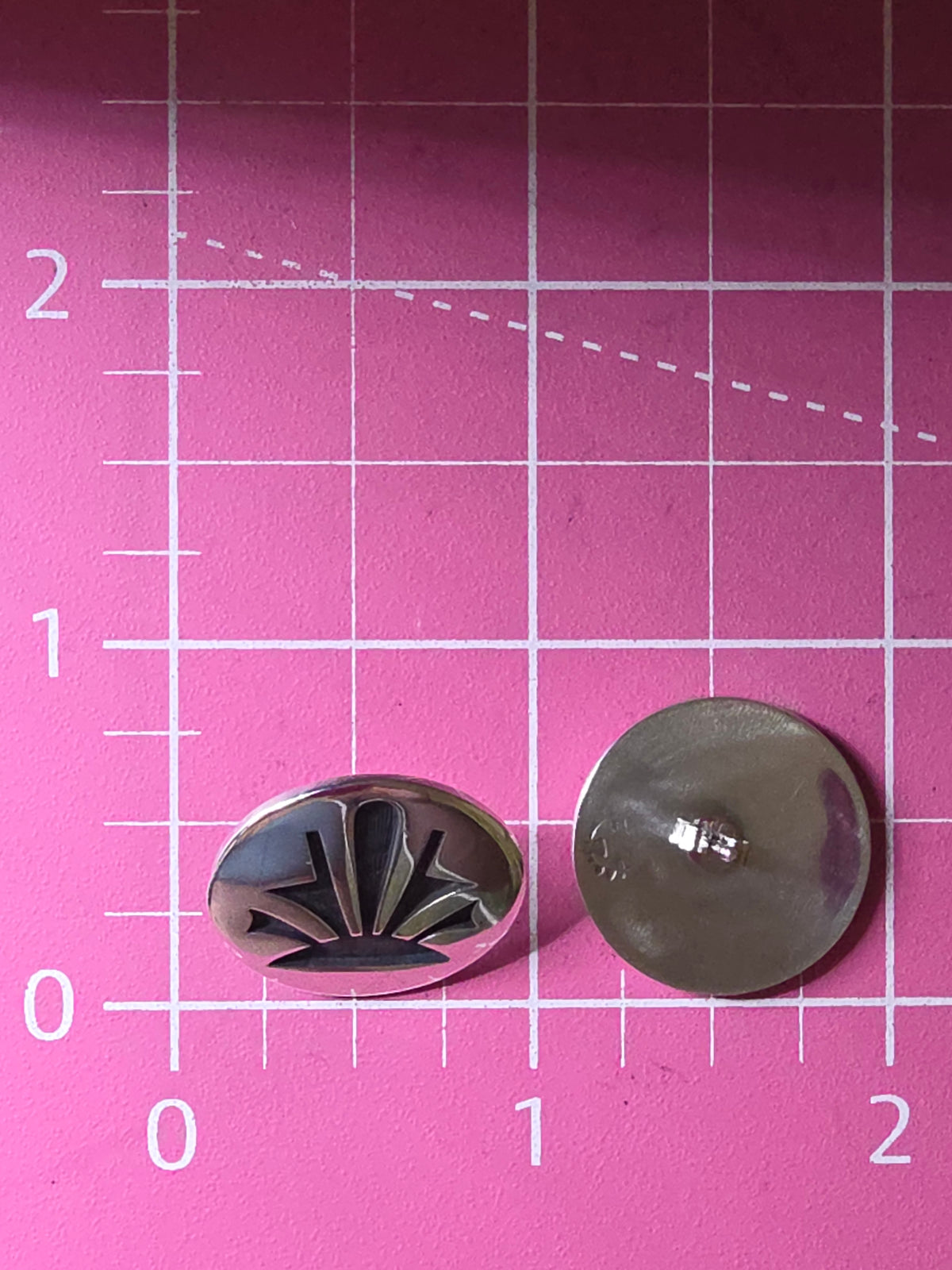 Native American Hopi Oxidized Sterling Silver Sunburst Round Stud Earrings