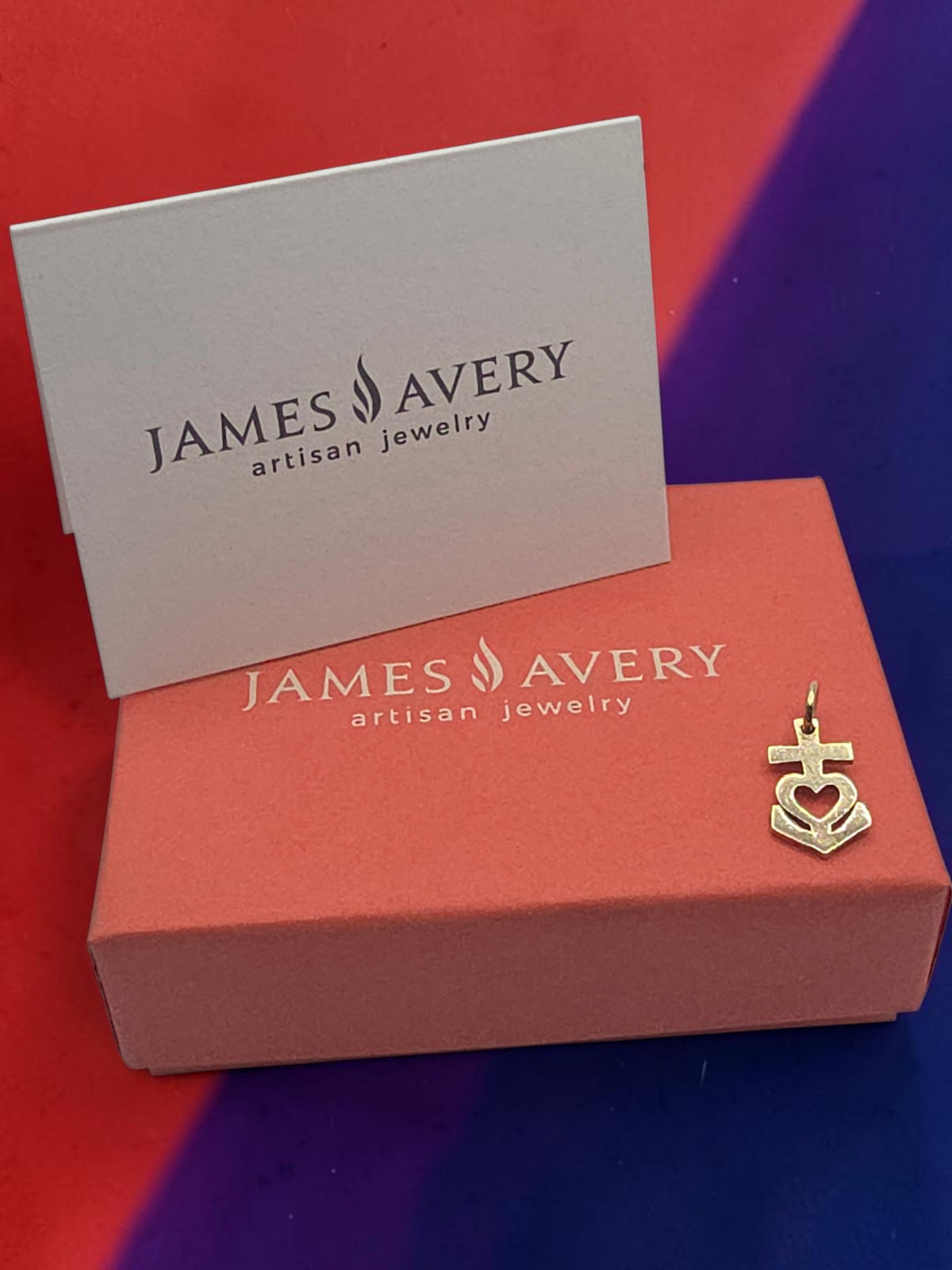 RETIRED James Avery Solid 14K Gold Faith Hope Love Anchor Charm Pendant - Uncut