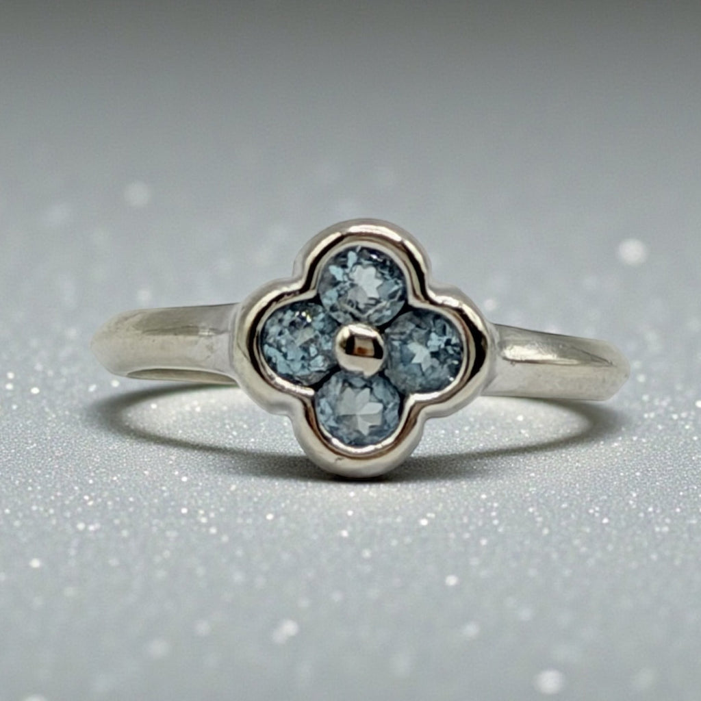 Solid 14K White Gold Blue Spinel Ring – Size 6