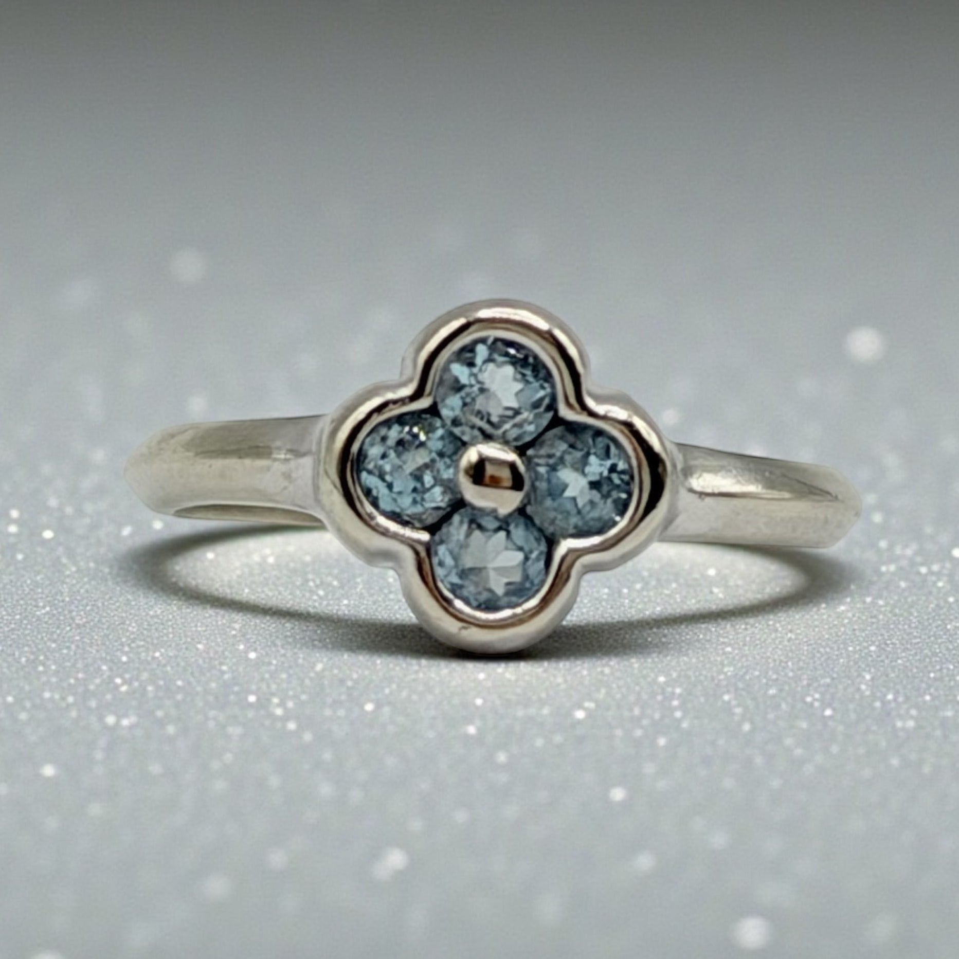 Solid 14K White Gold Blue Spinel Ring – Size 6